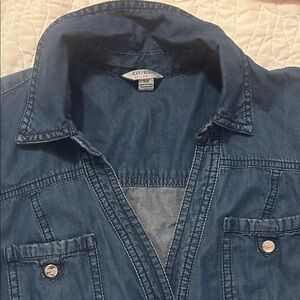 GUESS Dark Blue Button-Up Shirt (hourglass figure)